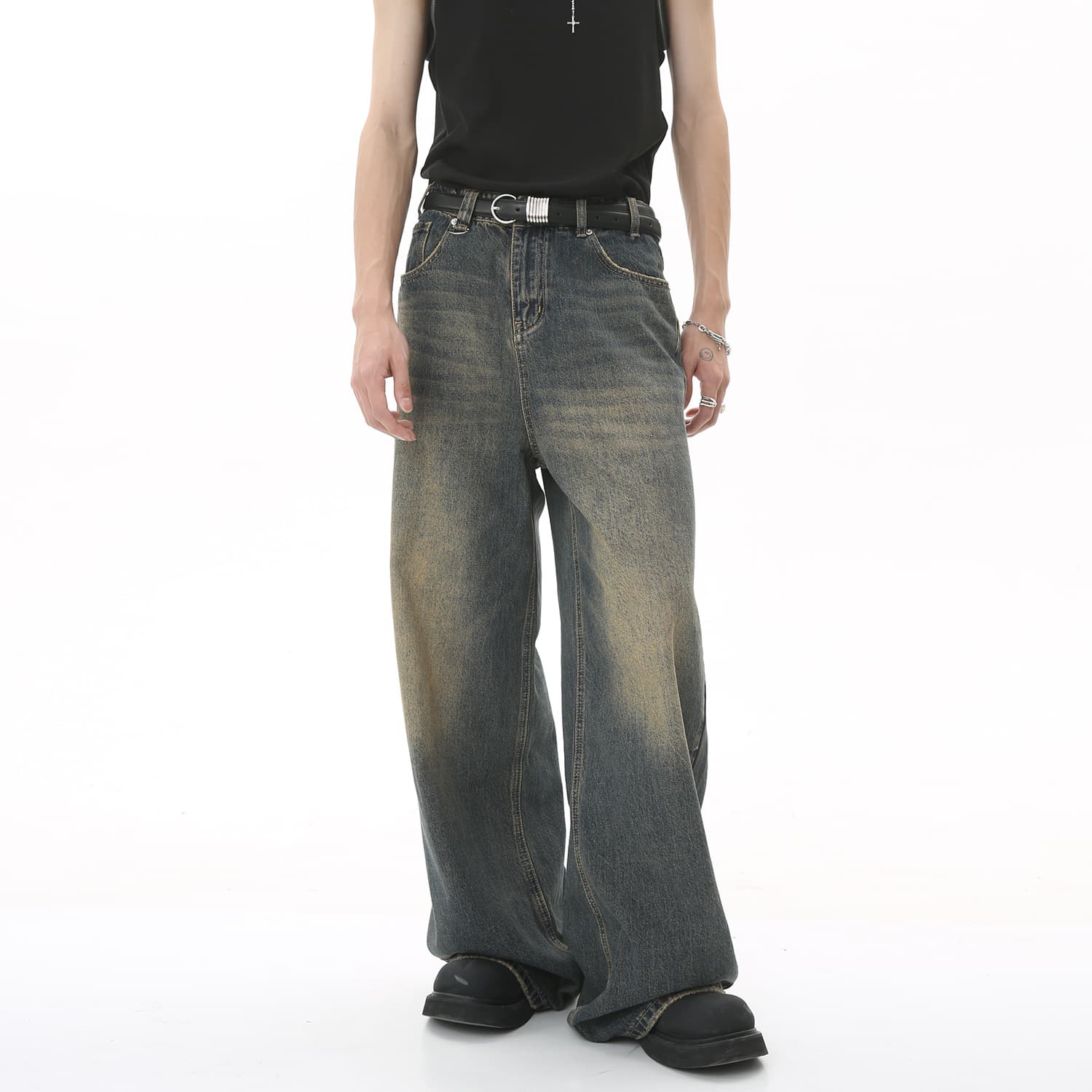 MTLCLOTHES Men's Clothing | Featured Straight-Leg Loose Baggy Wide-Leg Jeans for Men and Women, Floor-Length Pants