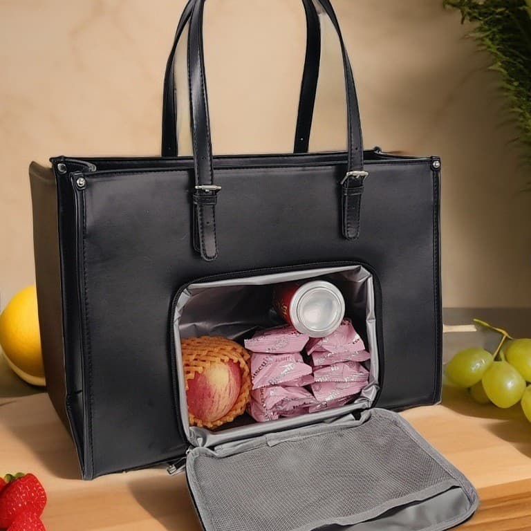 New Leather Laptop Bag, Simple and Stylish Tote Bag, Practical Large Capacity Travel Lunch Compartment
