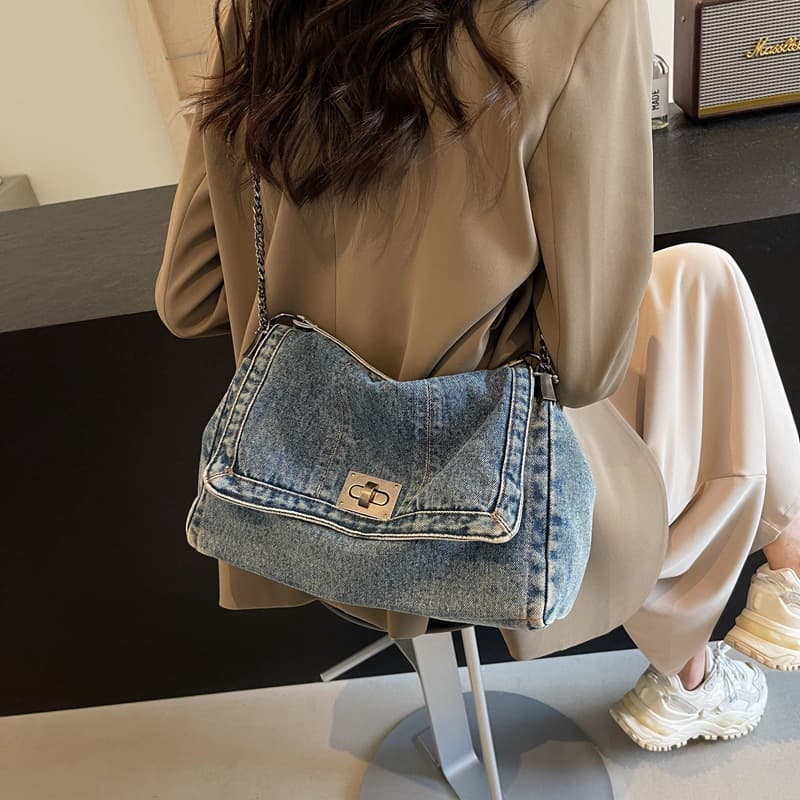 New 2024 Summer Single Shoulder Crossbody Bag Large Capacity Tote Bag High Quality Denim Bag Simple and Fashionable Women's Bag