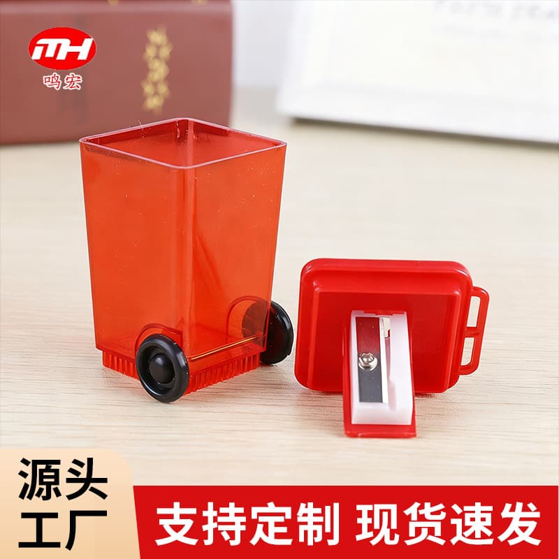 Factory Supply Trendy Square Trash Can Pencil Sharpener Mini Pencil Sharpener Mini Trash Can Pen