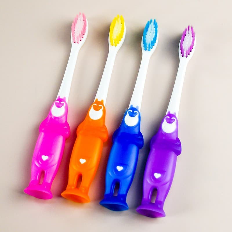 Shuchen Cartoon Bear Brother Toothbrush for Kids Ages 3-12, Soft Bristles, Ultra-Small Head, Oral Care, Free Shipping