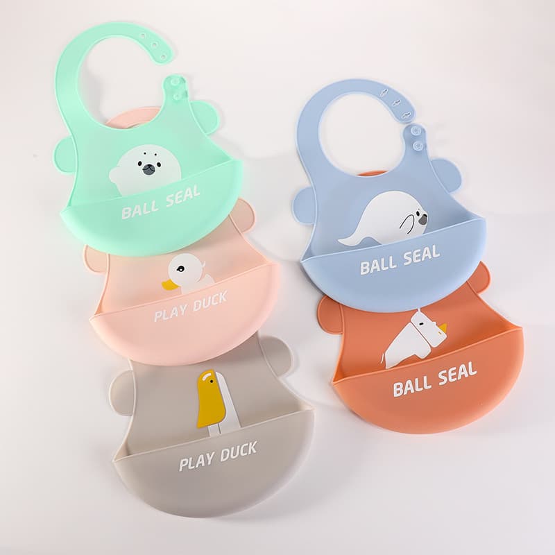 Cross-Border Best-Selling Baby Silicone Bib, Waterproof Infant Feeding Bib, Drool Bib for Toddlers