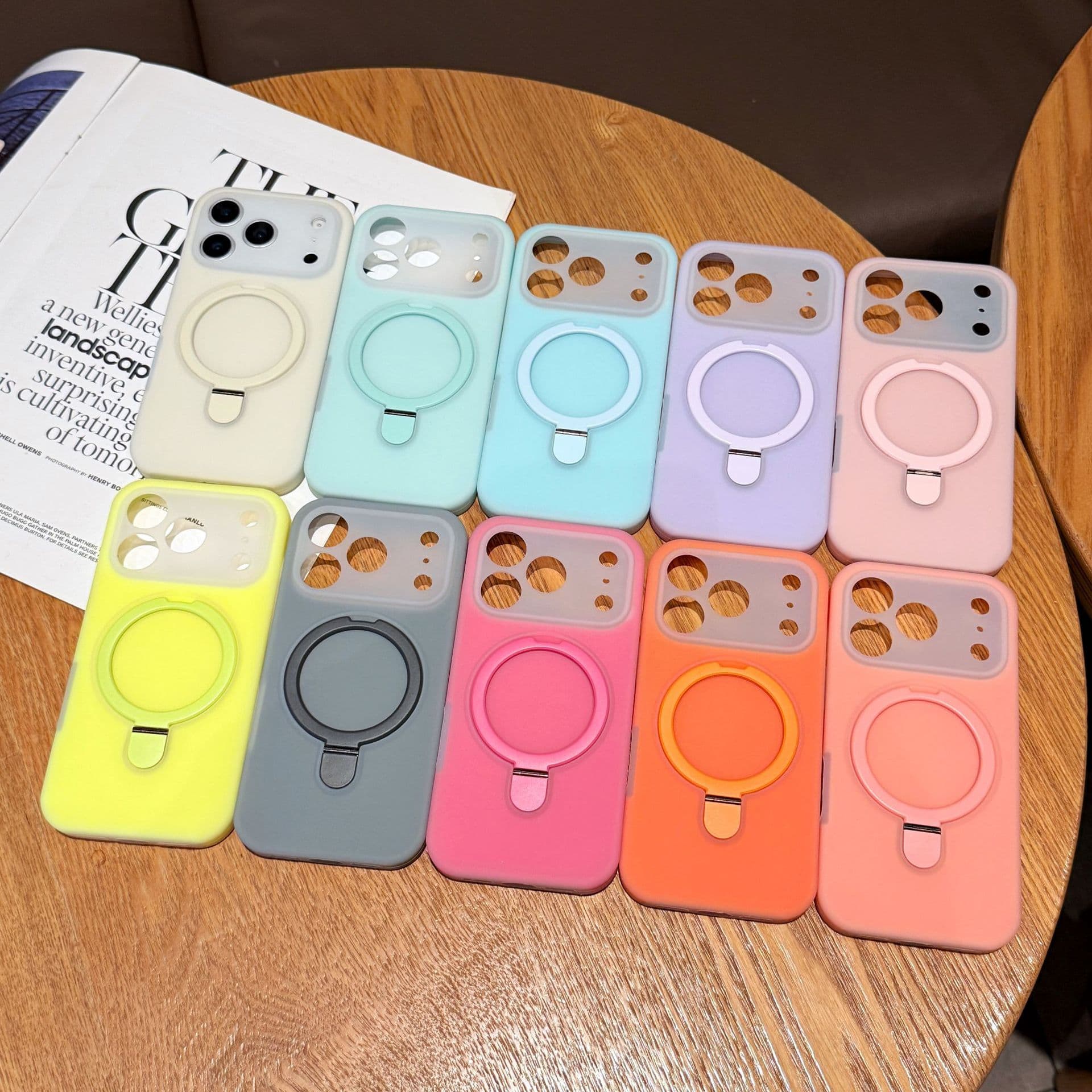 Jelly liquid silicone magnetic rotating stand suitable for iPhone17pro max mobile phone case Apple 16p all-inclusive