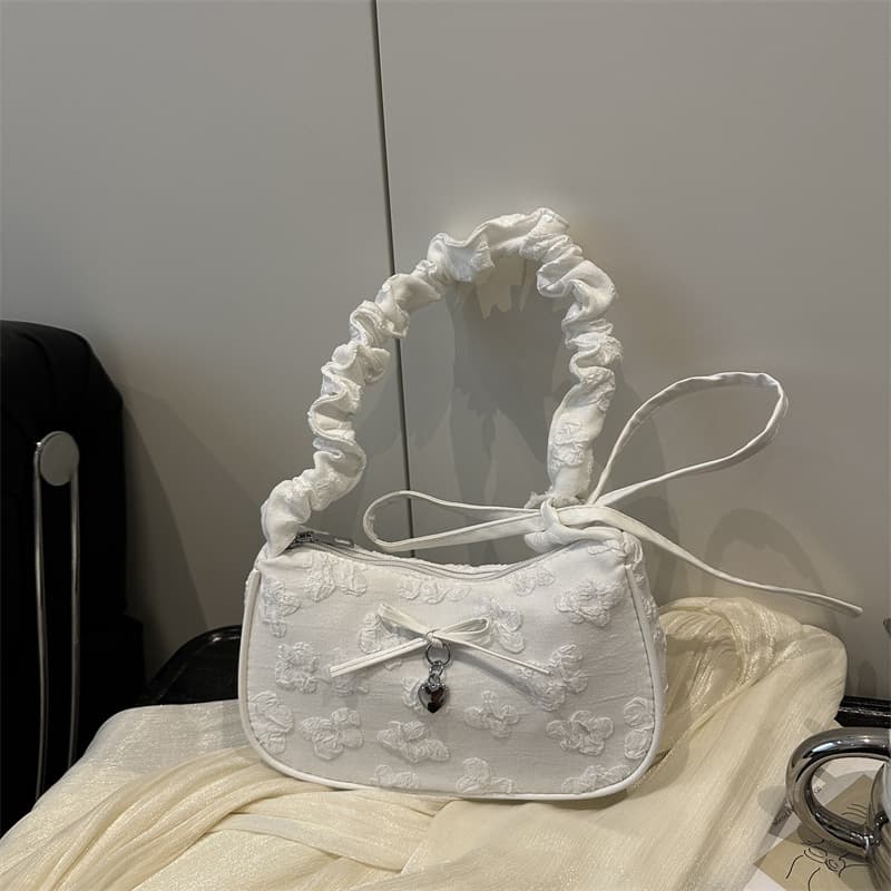 2025 Summer New Fashion Women's Bag Pleated Crescent Bag Casual Elegant Korean Style Shoulder Bag Commuter Crossbody Bag