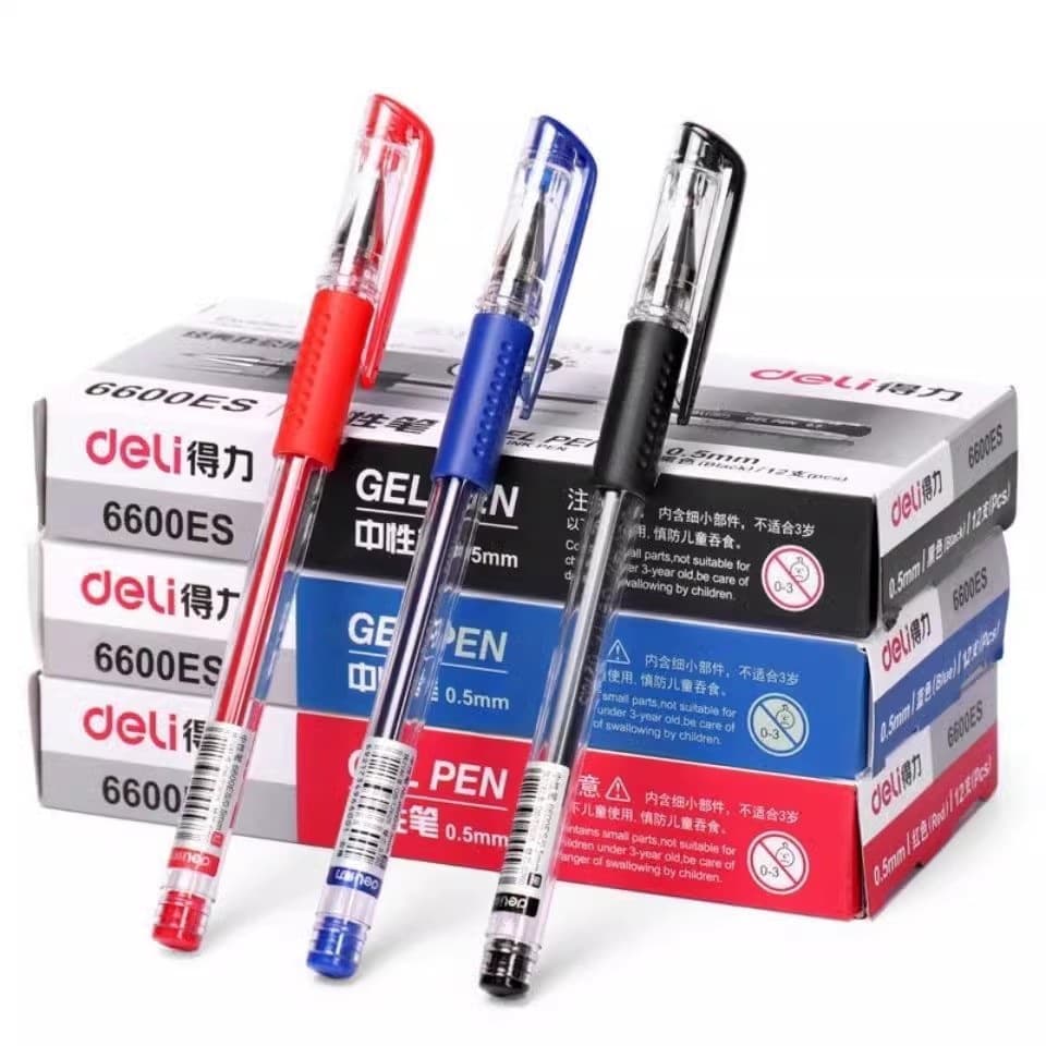 Deli 6600ES Gel Pen Black Red Blue Neutral Pen 0.5 Signature Pen Carbon Pen Office Supplies Wholesale