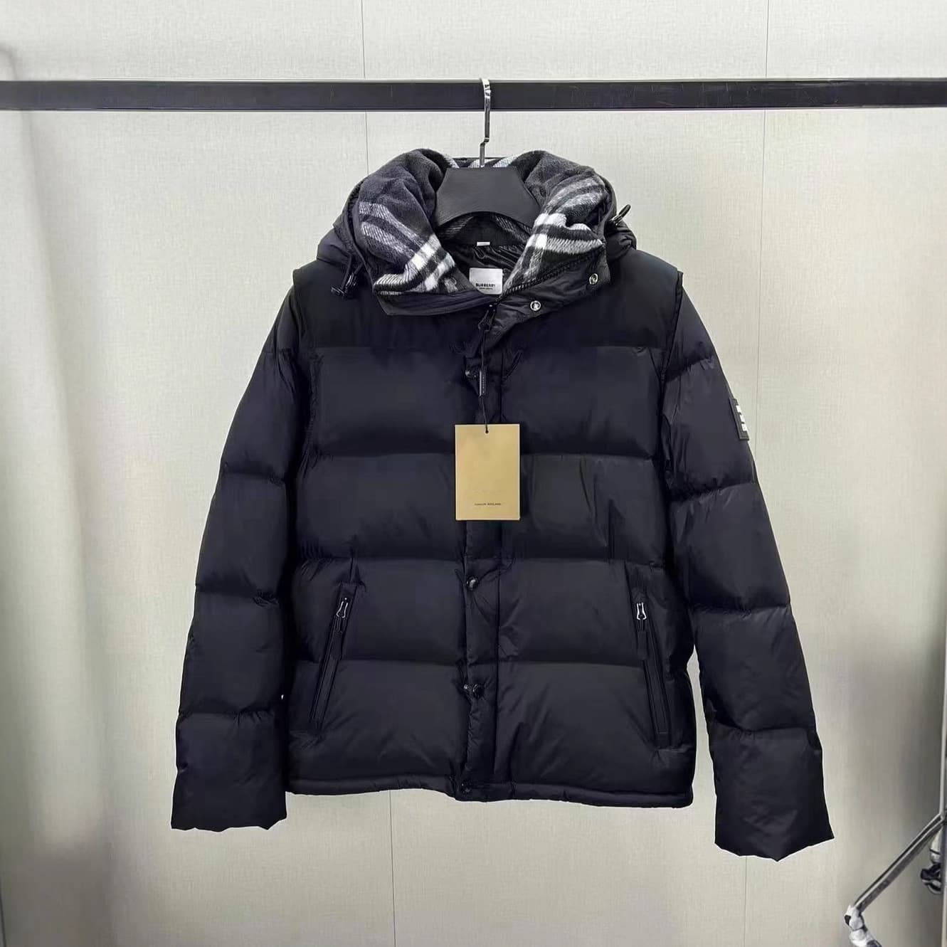 Ba Family Down Jacket Unisex Detachable Sleeve Coat Black Gray Collar Removable Sleeve Coat Foreign Trade Cross-Border