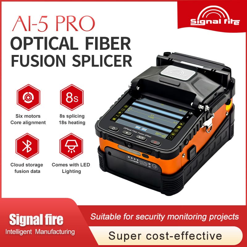 English Version Zhuoshi AI-5PRO Fusion Splicer Multilingual Fiber Optic Fusion Splicer EU Power Optional with Cleaver
