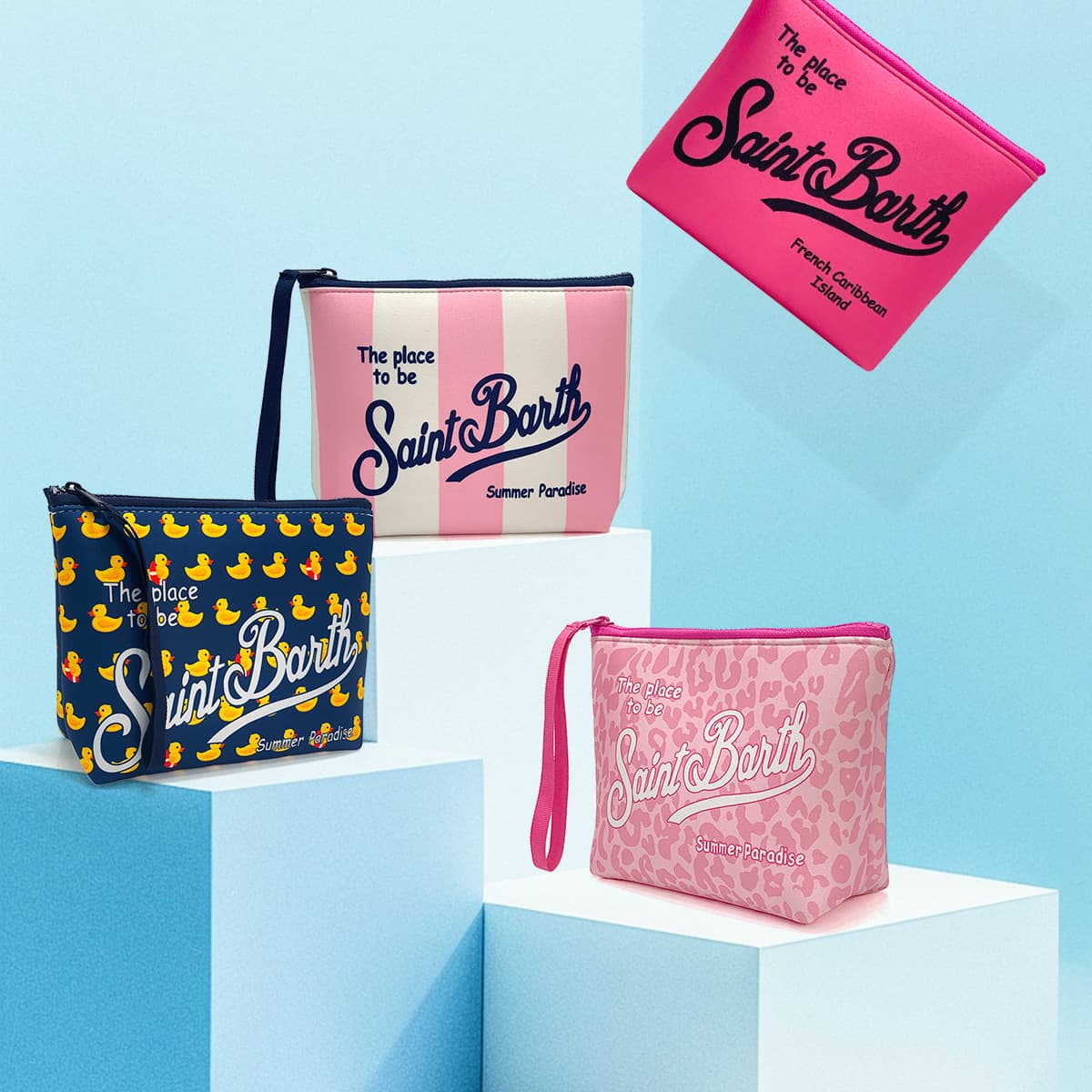 In Stock Cross-Border Diving Fabric PU Three-Color Cosmetic Bag Women's Zipper Pouch Makeup Shoulder Bag Toiletry Organizer
