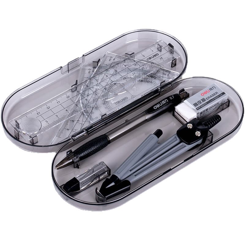 Deli Student Drawing Set Stationery Geometry Compass Ruler Wholesale Math Formula Ruler