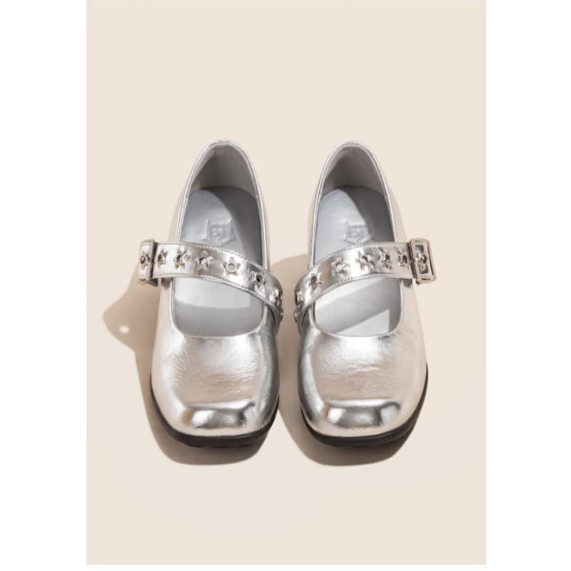 2025 new style inner heightening genuine leather silver shallow mouth comfortable soft sole women's French one-strap Mary Jane women's shoes
