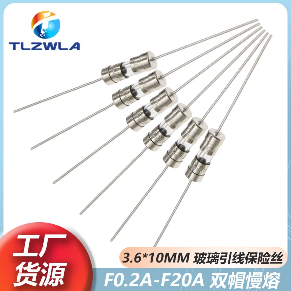 Fuse Tube with Pins, Double Cap 3.6x10, Fast Blow 250V 0.5A 1A 1.5A 2A 3A 5A 10A 15