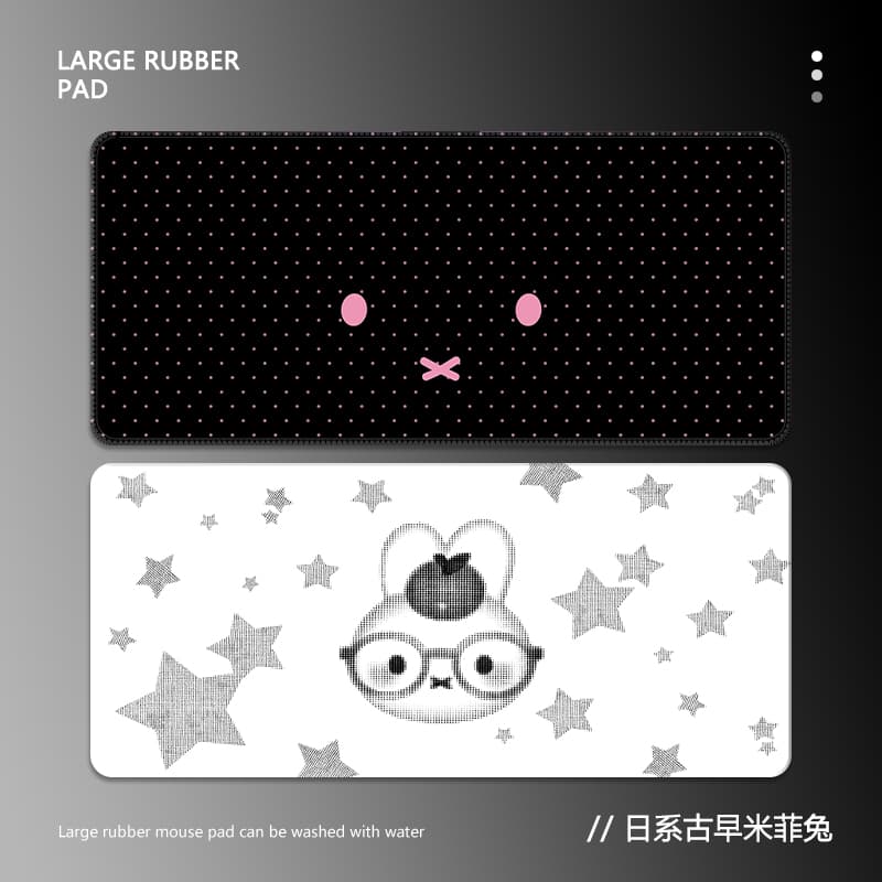 Cute Miffy Rabbit Mouse Pad Extra Large High Appearance Black Pink Office Girl Japanese Style Polka Dot Computer Keyboard Desk Mat