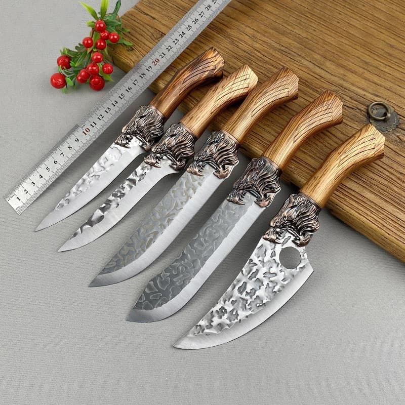 Handmade Dragon Head Slaughter Knife Hand Forged Butcher Special Knife Boning Knife Pig Slaughtering Knife Splitting Knife Skinning Meat Cutting Knife