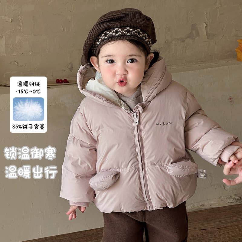 Baby Girl Down Jacket Winter Toddler White Duck Down Hooded Coat A-Class for Two-Year-Old
