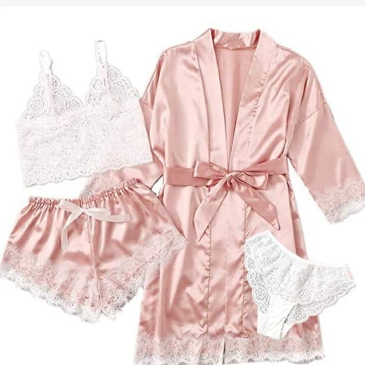 European and American Sexy Lingerie Lace Camisole Lace Trim Shorts Sexy Sleepwear Set Women's See-through Homewear