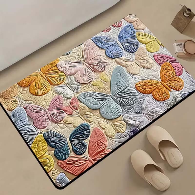 Cross-border 3D Visual Floral Diatom Mud Floor Mat, Quick-drying Absorbent Doormat for Shower Room Entrance, Dirt-resistant Bathroom Mat