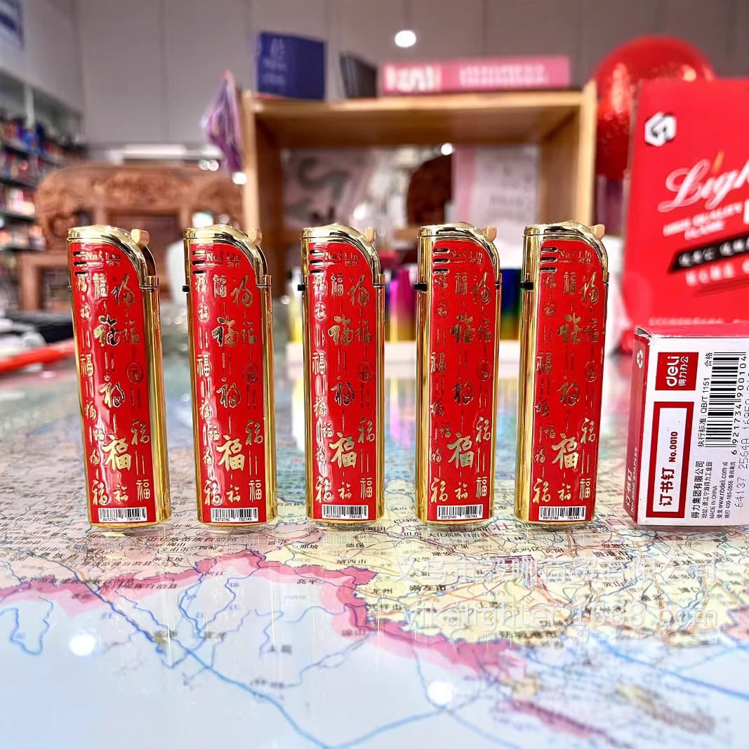 New Red Fortune Marble Pattern Metal Windproof Lighter Blue Flame Refillable Lighter Factory Direct Wholesale