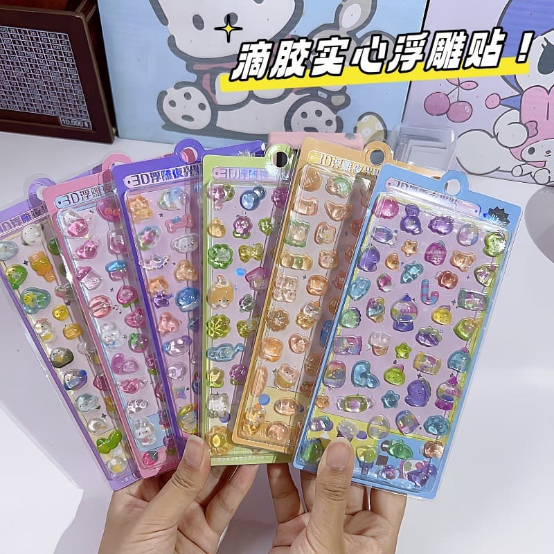3D Glow-in-the-Dark Relief Glue Stickers Children's Cartoon Cute Animals DIY Craft Reward Stickers