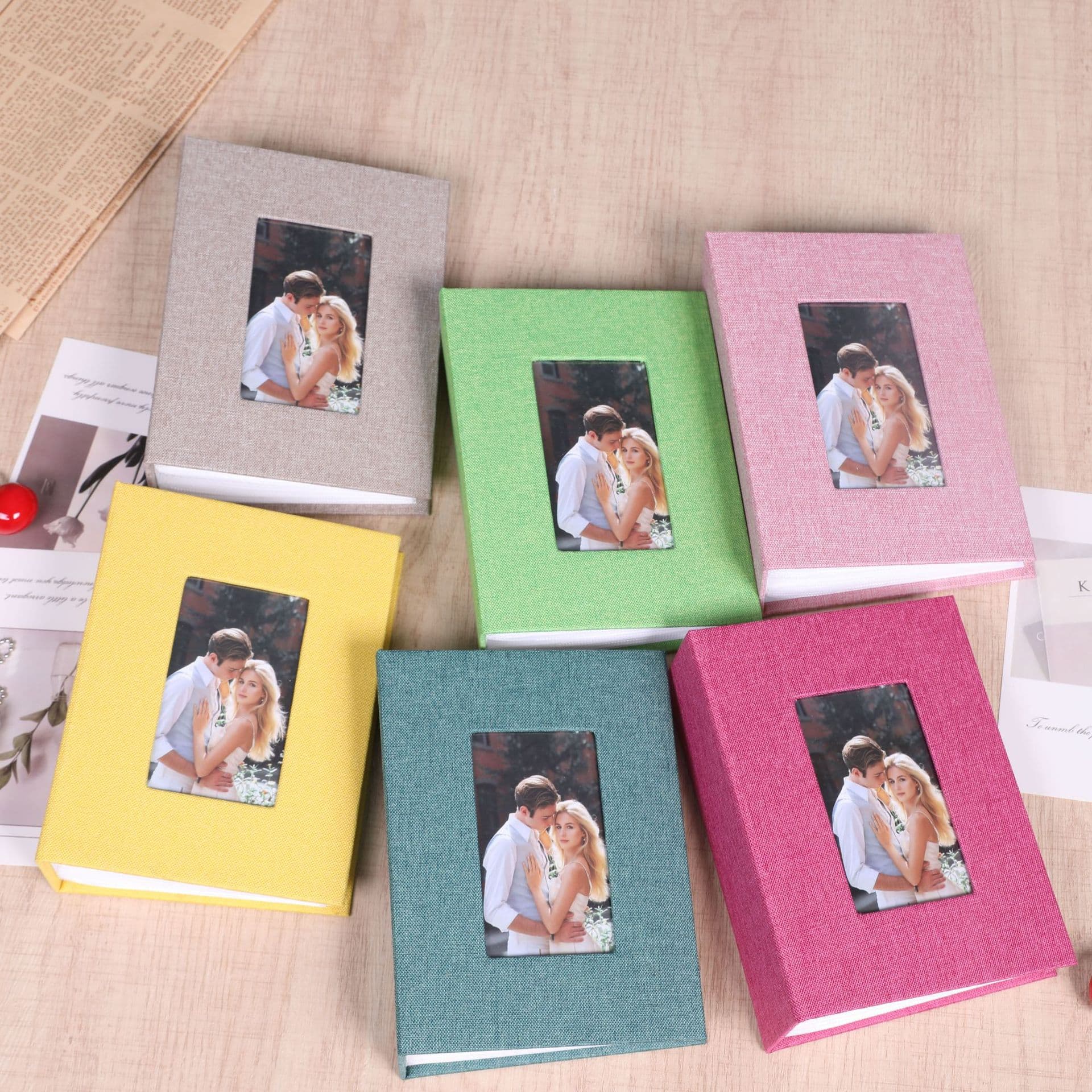 3-inch 6-inch Small Pure Color Fabric Cover Window Insert Photo Album Photo Storage Album Cross-border Wholesale Dropshipping