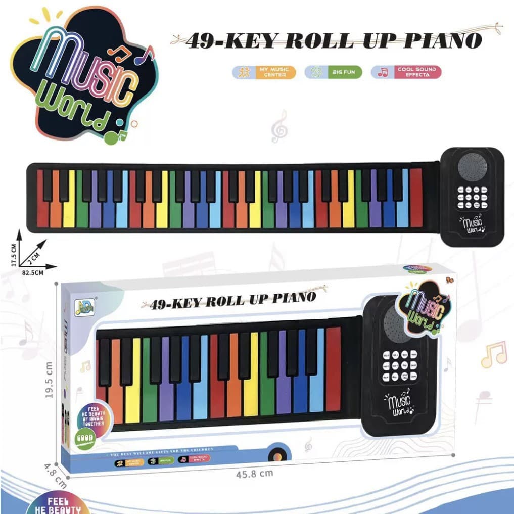 Hand-rolled piano 49 keys cross-border electronic piano piano children's musical instrument entry-level folding portable recording hand-rolled rainbow
