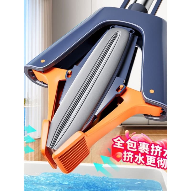 No-hand-wring sponge mop, household one-sweep clean, new absorbent foldable large double-wringing rubber cotton dehydrating mop