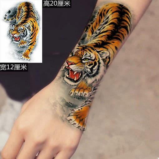 Tiger Tattoo Sticker, Waterproof and Long-lasting, Realistic Totem Wolf Head Tattoo Sticker for Men and Women Arms, Green Dragon Tiger Free Shipping