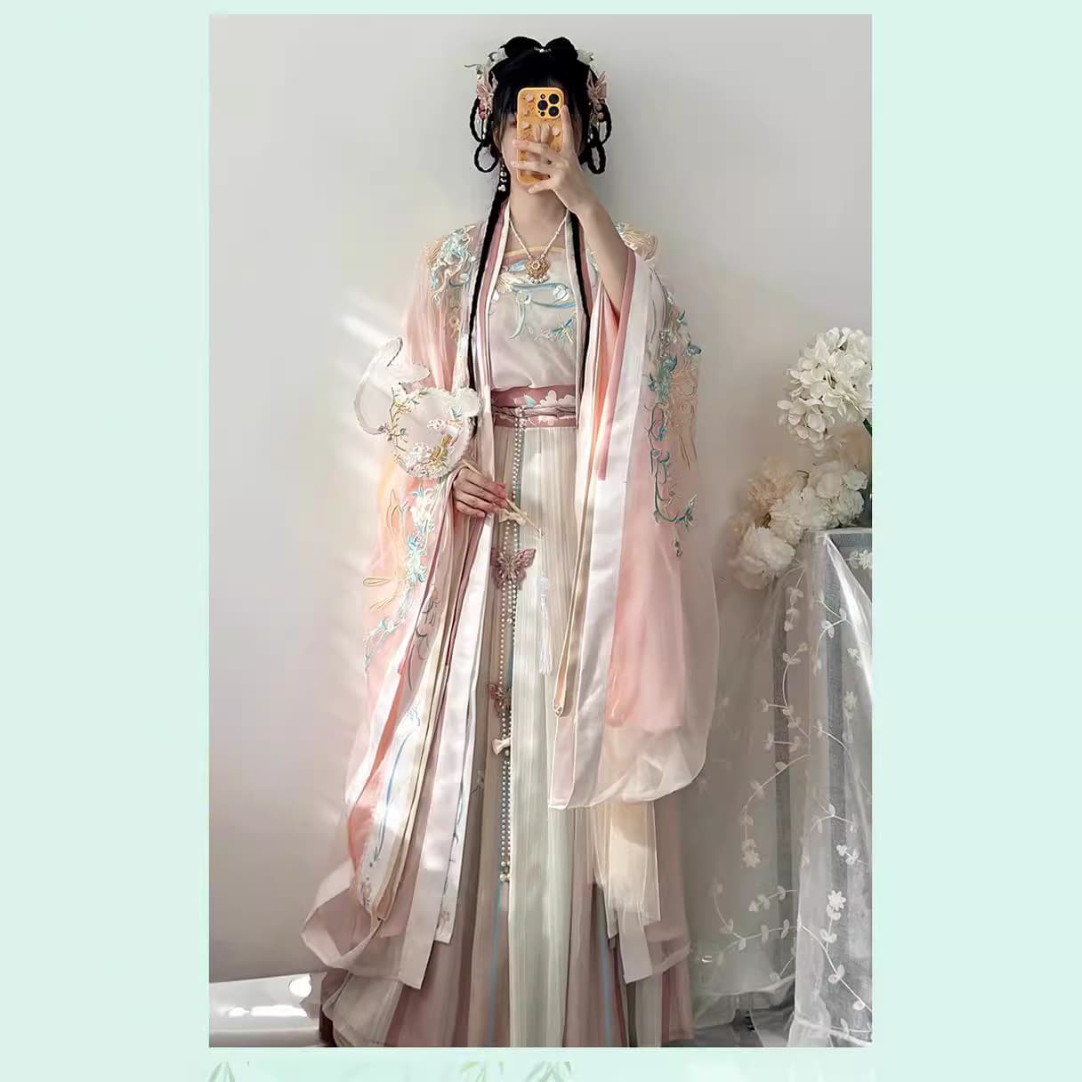 Spring and Summer New Song Style Hanfu "Welcoming Spring" Chinese Style Waist-High Large Sleeve Robe Super Fairy Student Daily Ancient Costume