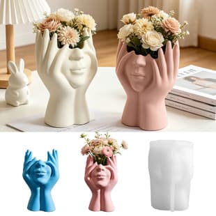 Abstract Face Vase Flower Pot Silicone Mold Handmade DIY Hand-Holding Face Candle Cup Plaster Decoration Cross-Border Wholesale