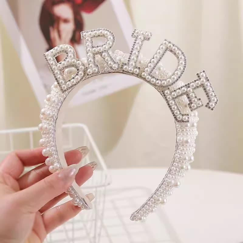 New Cross-border Bride Single Party Pearl Headband, Wedding Hair Accessory for Bride, Fairy Photo Prop for Marriage Registration