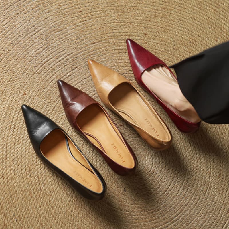 French Pointed Stiletto Heels Not Tired Red Shallow Mid Heel Retro Shallow Shoes Women's Commuter Work Shoes