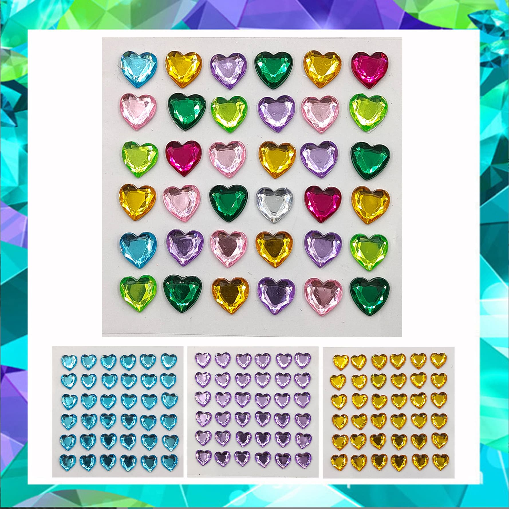 10mm Heart Single Rhinestone Stickers, Gem Stickers, DIY Children's Rhinestone Stickers, Crystal Stickers