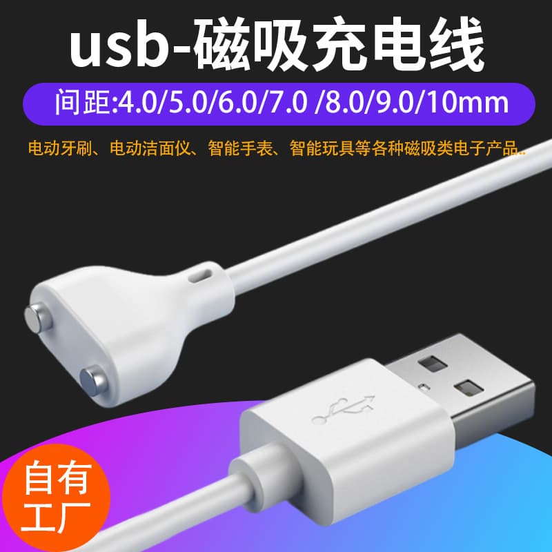 In Stock USB to 2-Pin Magnetic Charging Cable for Electric Toys Facial Cleansers Toothbrushes 2-Pin Magnetic Cable USB Charging Cable