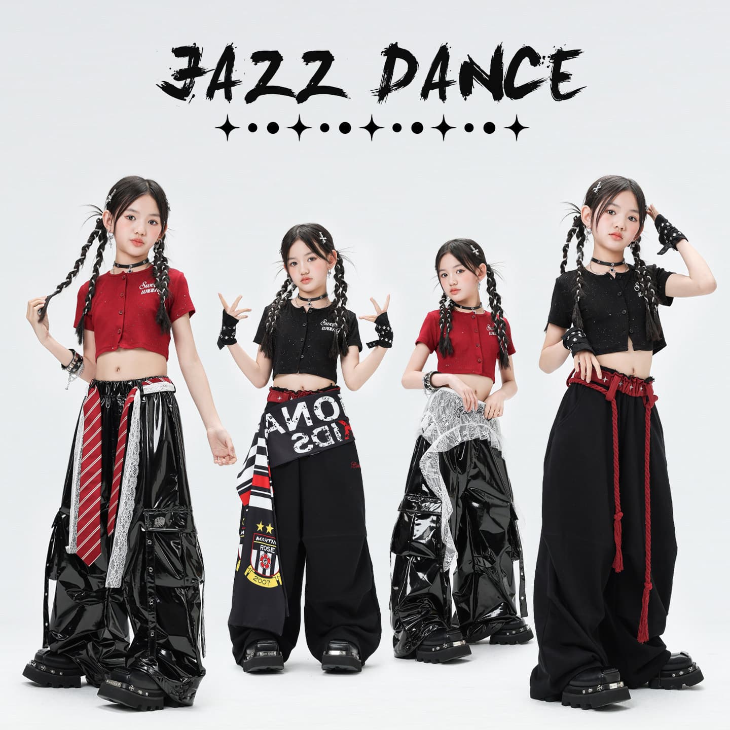 Jazz Dance Girls Clothing Cool Crop Top Kids Street Dance Wear Jazz Practice Suit Set