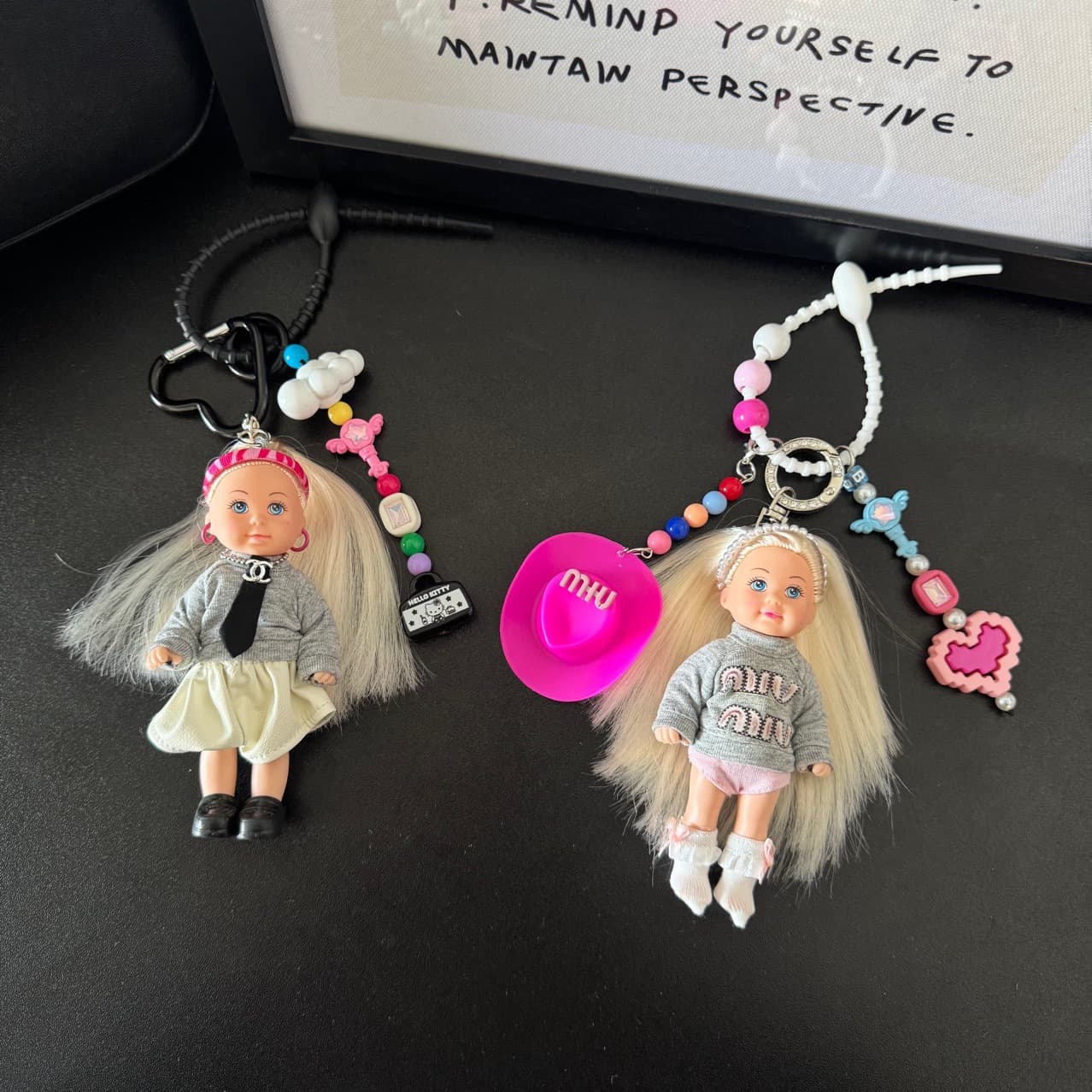 INS Style Cute Barbie Doll Plush Charm Macaron Game Console MIU Series Bag Accessory for Girls