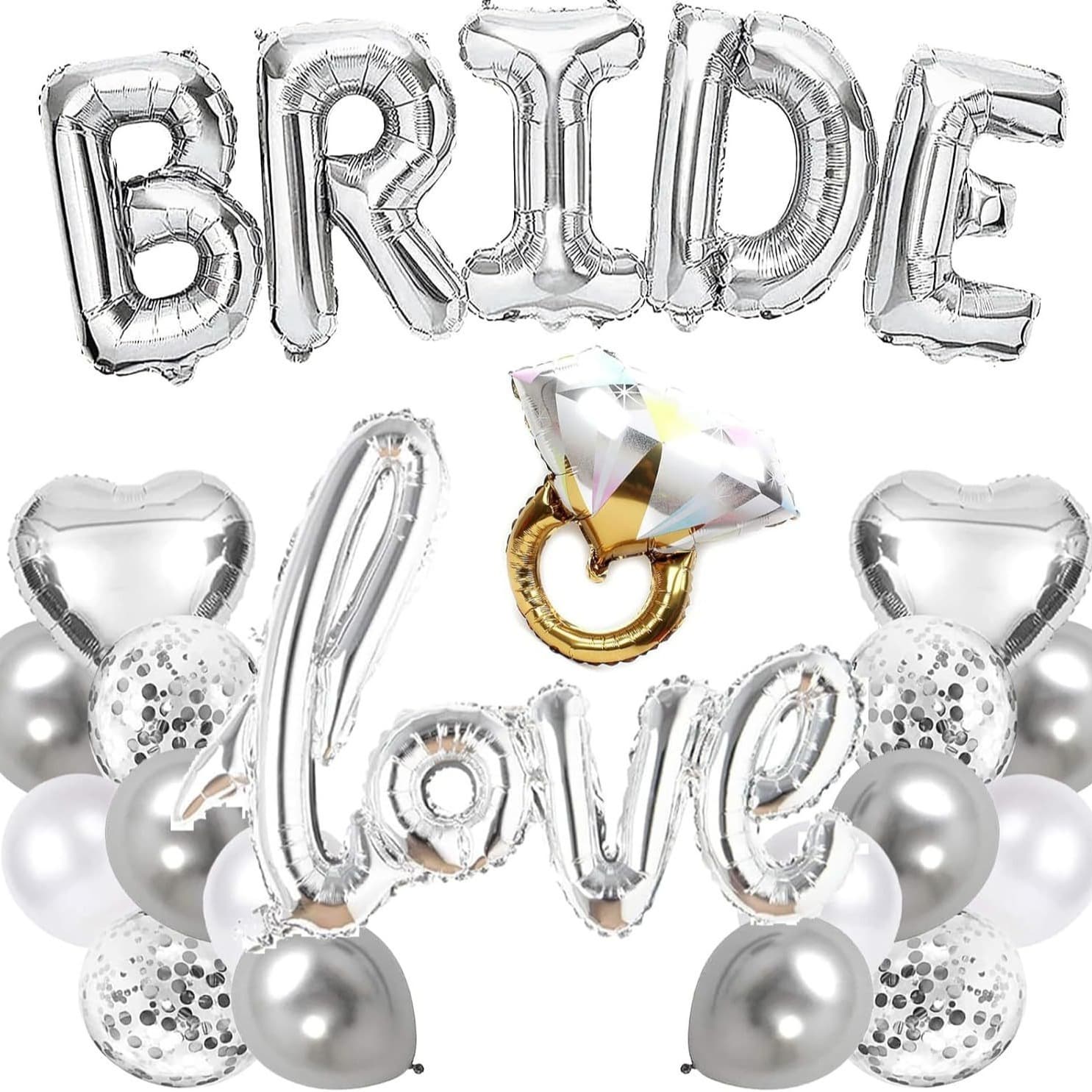 Silver Bride Bridal Shower Decoration Supplies Bachelorette Party Balloon Decor Engagement Party Decoration Set