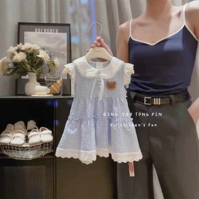 2026 Girls Summer New Lapel Sleeveless Puff Dress Baby Flower Bud Princess Dress Cute Versatile Dress