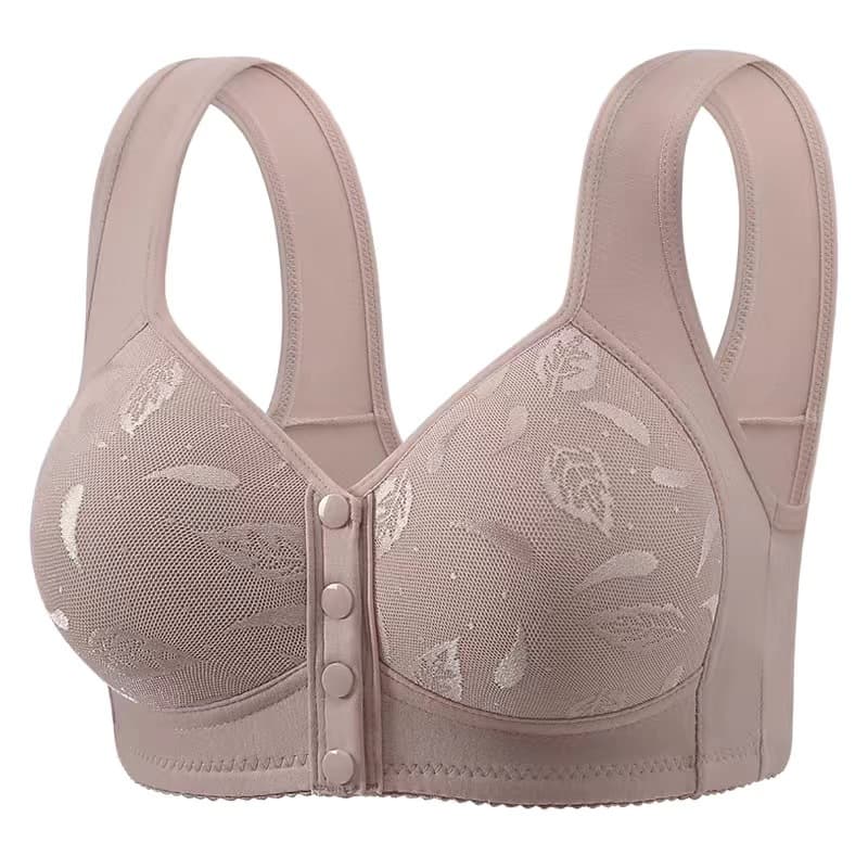 Women's thin, front-fastening, vest-style, wire-free, plus-size cotton bra for middle-aged and elderly women, wholesale from export manufacturers.