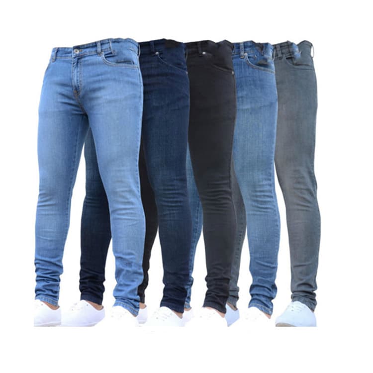 Europe Station Slim Fit Stretch Denim Men's Pants, Europe/US Cross-Border Autumn Black Skinny Slim Fit Pants for Men