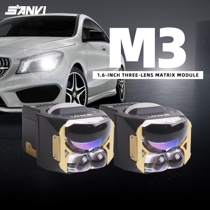 Sanvi New Car Light Model 1.6-Inch 64-Watt 5500K Dual Direct Beam Matrix LED Bi-Lens Module