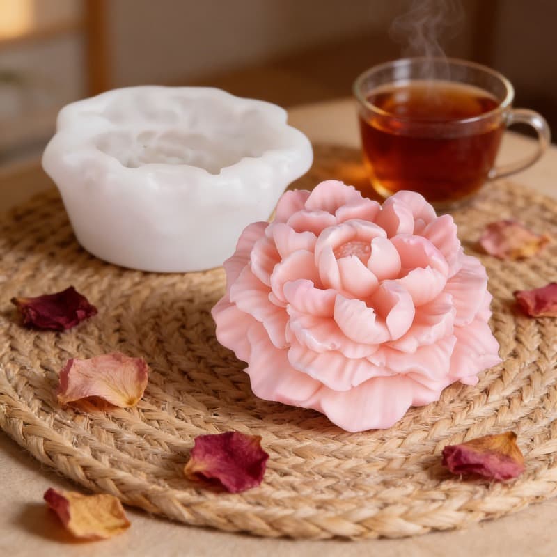 3D Peony Candle Silicone Mold DIY Handmade Rose Flower Soap Mousse Cake Chocolate Mold