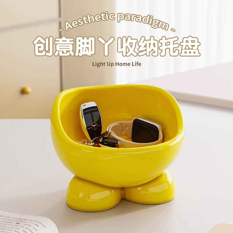 Entryway Key Tray Ceramic Shoe Cabinet Decorative Organizer for Hallway Table, Small Room Decor Item