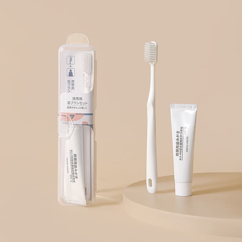 Japanese Portable Toothbrush and Toothpaste Set with Soft Bristles and Storage Case, Travel and Business Trip Combo Pack