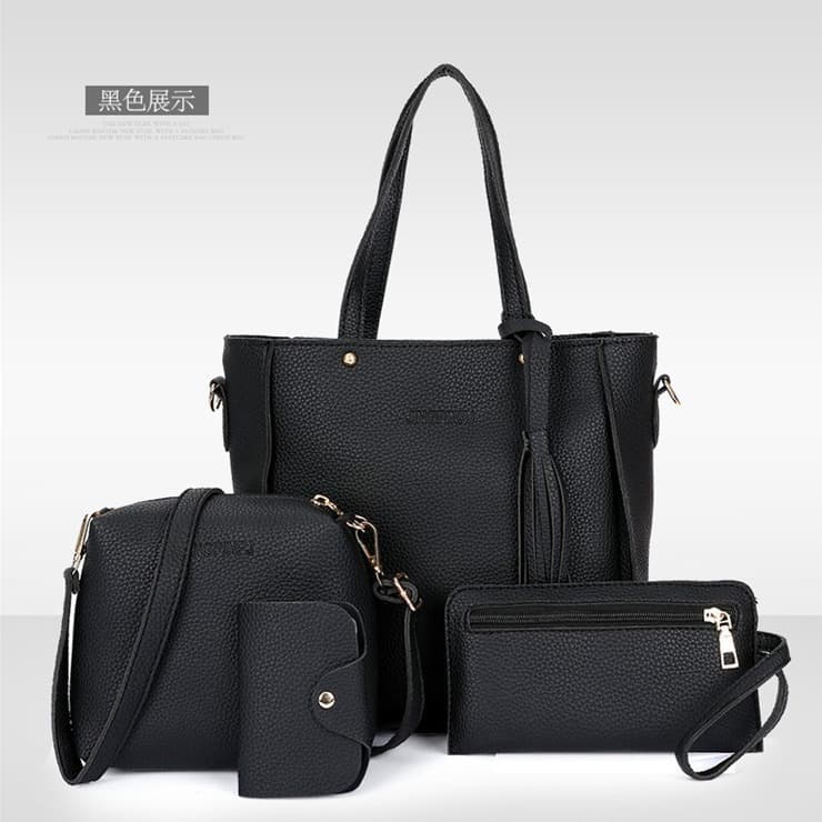 2024 Trendy Mother-Daughter Bag 4-Piece Set New Korean Style Bucket Tassel Shoulder Bag Handbag Women's Bag Large Bag Crossbody Bag