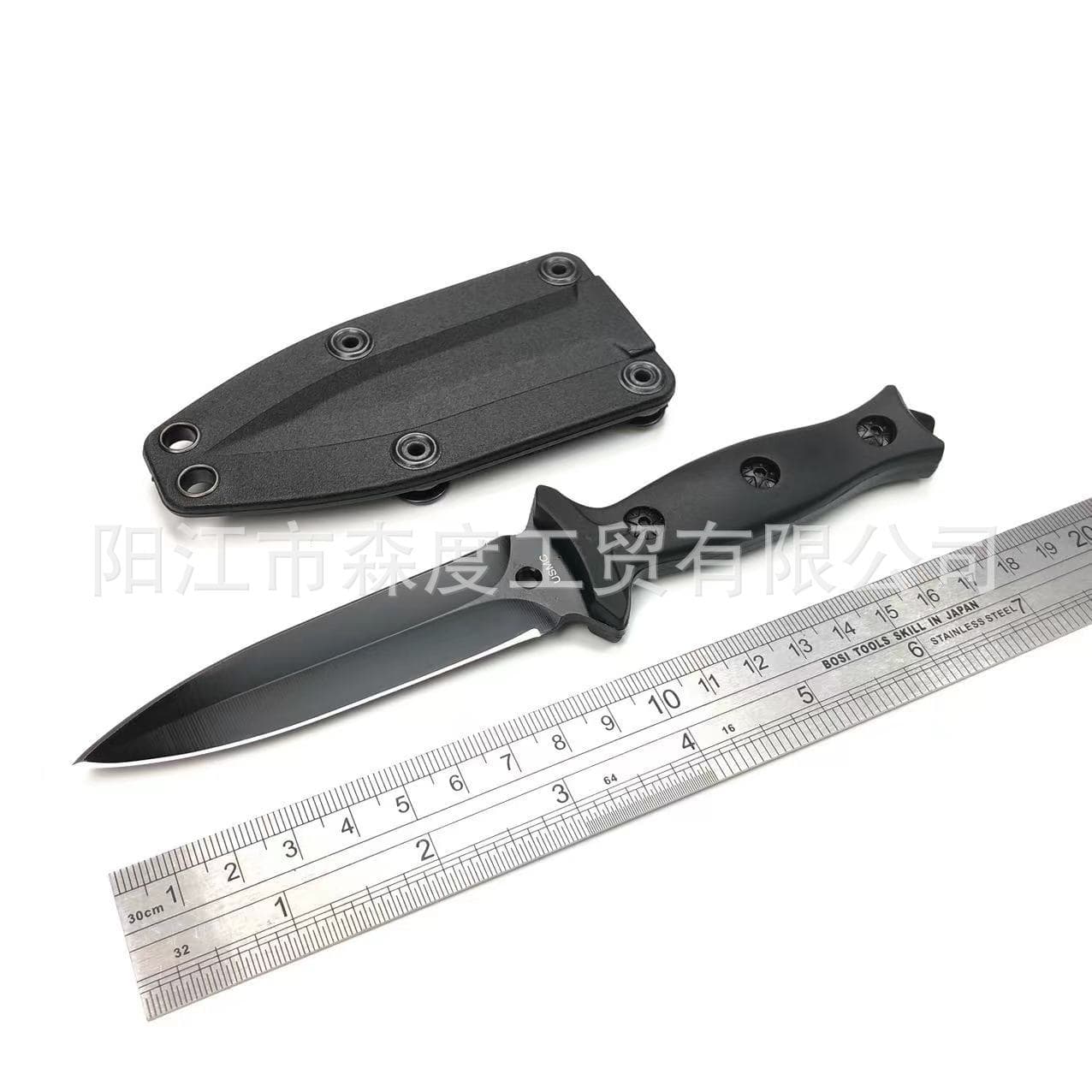Outdoor Jungle Small Swordfish Knife with K-Sheath, USMC Portable Tactical Knife, Integrated Blade, Sharp Fruit Knife
