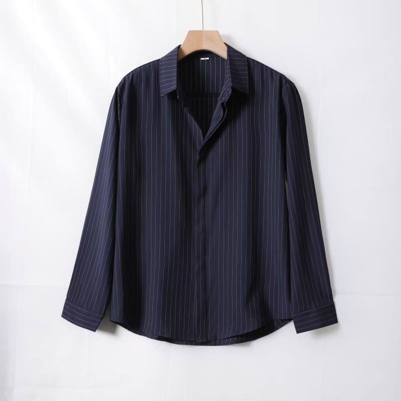 2025 Striped Long-Sleeve Shirt Japanese Hong Kong Style Loose Fit Casual Shirt for Men Summer Trendy Versatile Jacket