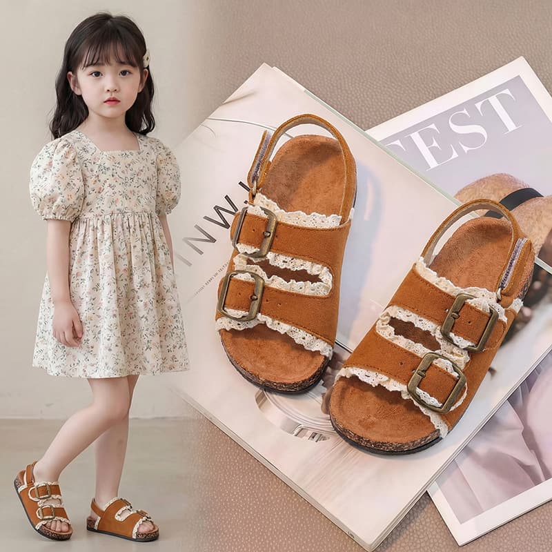 2026 New Summer Girls Sandals Non-slip Soft Sole Breathable Versatile Casual Princess Birkenstock Sandals
