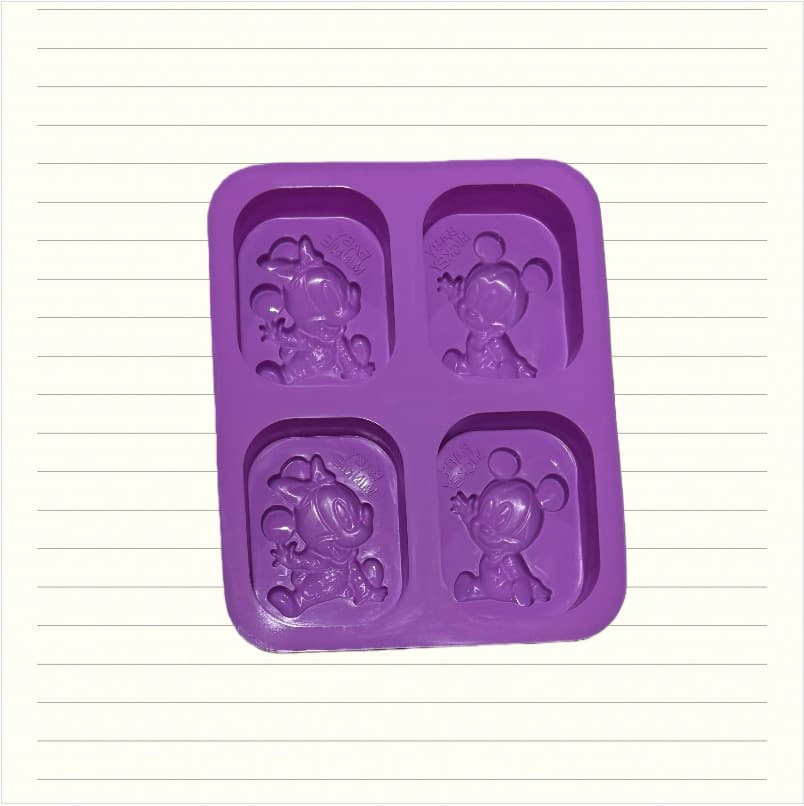 DIY Silicone Handmade Soap Mold Candle Chocolate Bento Rice Ball Sushi Mold Four Holes Mickey Mouse Thickeneded