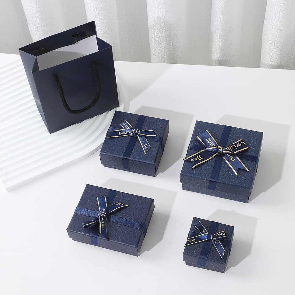 Lid and Base Jewelry Box with Bow, Letter Decorative Box for Bracelet, Necklace, Jewelry Packaging Box, Factory Wholesale Ring Box