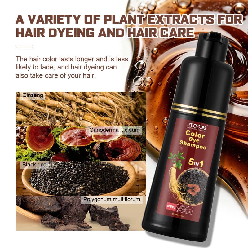 Cross-border Plant-Based Hair Dye 5-in-1 Hair Color Cream Ginseng Black Hair Dye 250ml