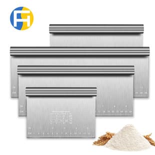 Stainless Steel Dough Cutter with Scale, Dough Knife, Flour and Rice Noodle Scraper, Baking Tool